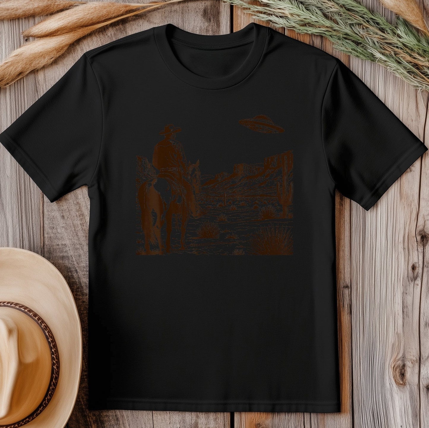 UFO Western T-Shirt - Alien Cowboy