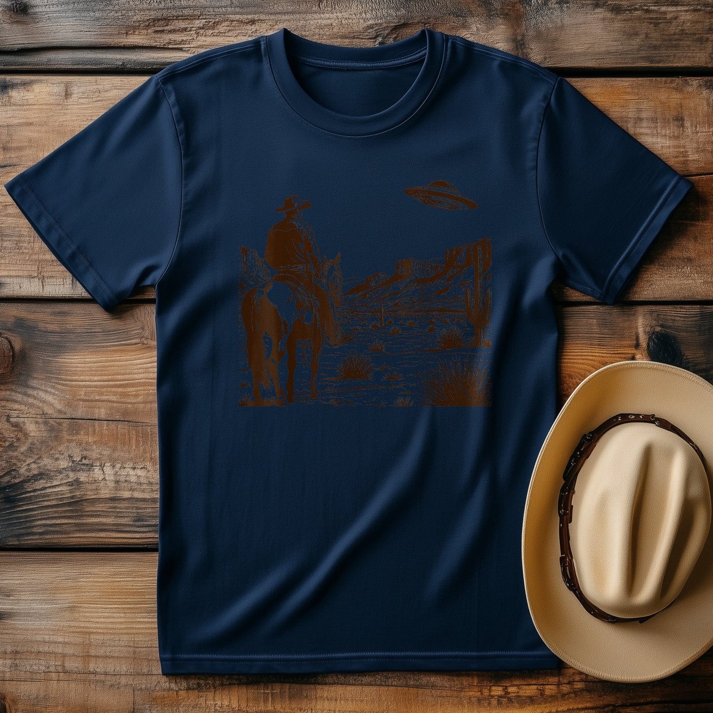 UFO Western T-Shirt - Alien Cowboy