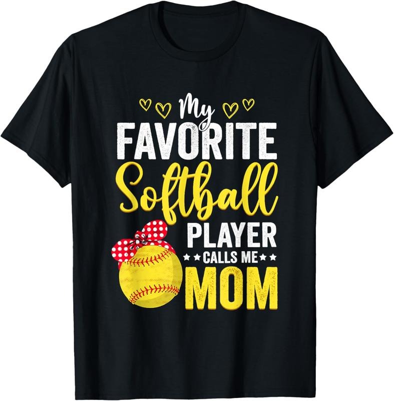 100% Cotton My Favorite Softball Player Calls Me Mom Softball Lover T-Shirt