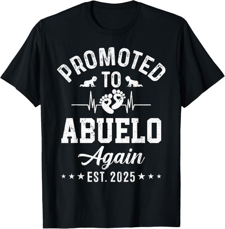 100% Cotton Promoted To Abuelo Again Est 2025 Pregnancy Announcement T-Shirt