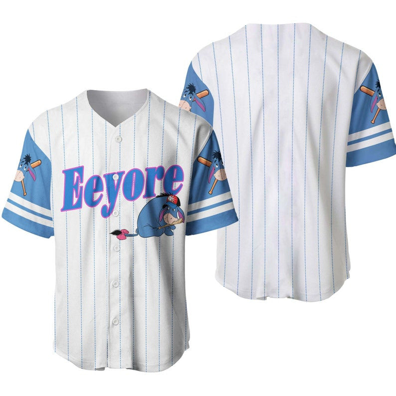 Winnie The Pooh Jersey Disney Winnie The Pooh Eeyore Character Graphic Blue Jersey Shirt Winnie The Pooh Baseball Jersey Disney Baseball Jersey - Bafud