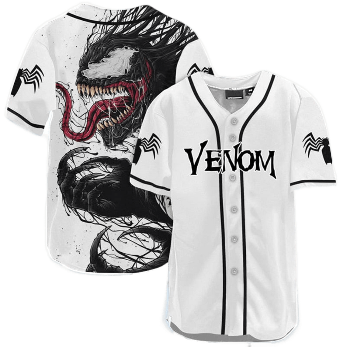Marvel Venom Baseball Jersey – Graphic White Black Shirt for Marvel Fans - Bafud