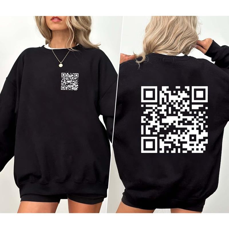 2 Sides Funny FU QR Code Sweatshirt, QR Code Sweatshirt, Gifts, Gift For Her, Gift For Him, Classic Fabric Top Clothing Tee