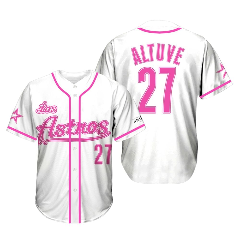 2025 Astros Jose Altuve Throwback White and Pink Jersey Giveaway - Grishko.com