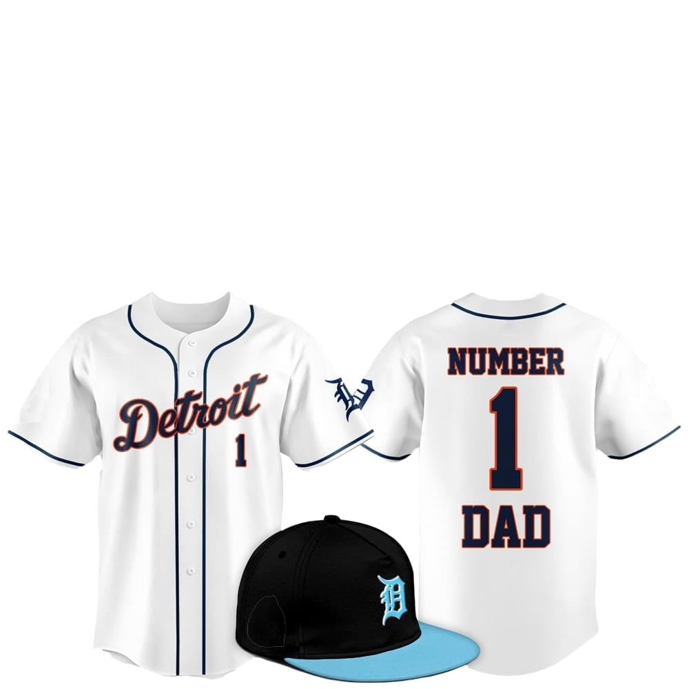 2025 Detroit Tigers Father Day Number 1 Dad Baseball Jersey - Grishko.com