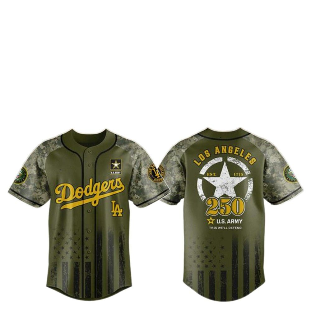2025 LA Dodgers US ARMY 250th Birthday Baseball Jersey - Grishko.com