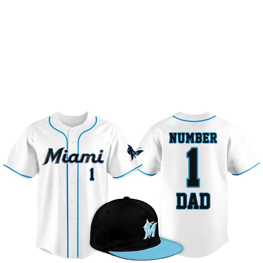 2025 Miami Marlins Father Day Number 1 Dad Baseball Jersey - Grishko.com