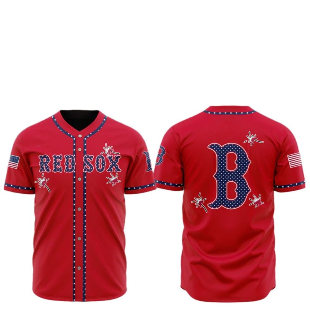 2025 Red Sox Happy Independence Day Baseball Jersey - Grishko.com