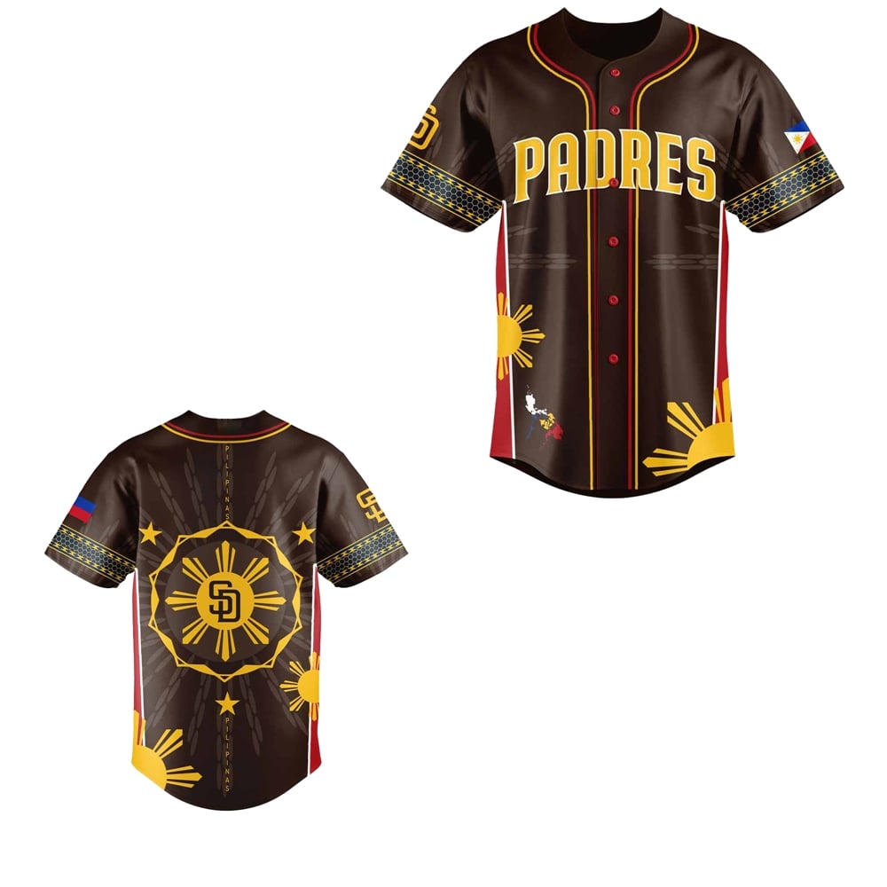 2025 SD Padres Filipino Heritage Night Baseball Jersey - Grishko.com