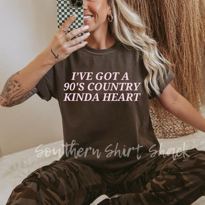 90s country kinda heart T shirt | Pepper comfort colors t shirt