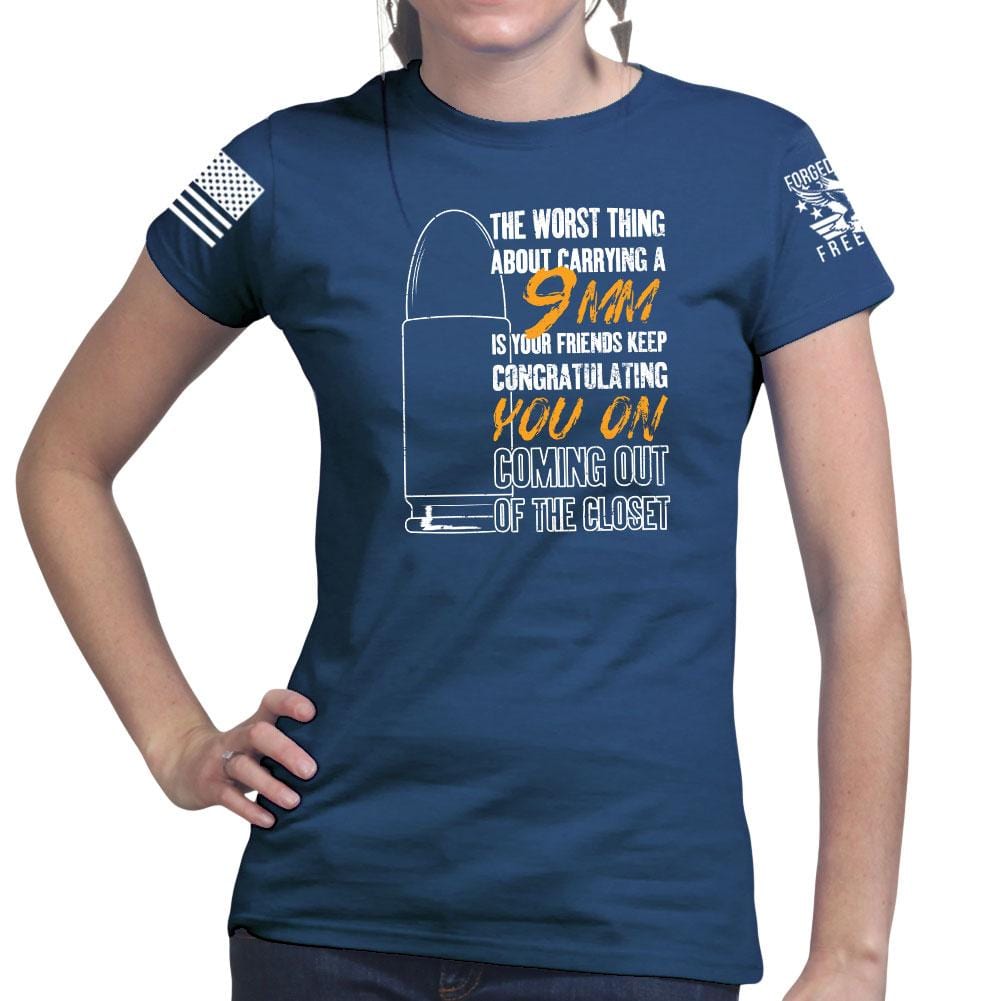 Ladies TYM 9mm Coming Out of The Closet T-shirt Style001