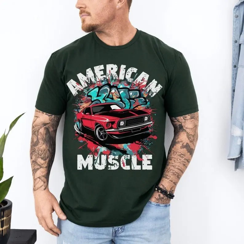 American Muscle Car, Muscle Car Shirt, Classic American Muscle Cars, Classic Car, Graffiti Style, Car Lover Gift, Classic Muscle Car