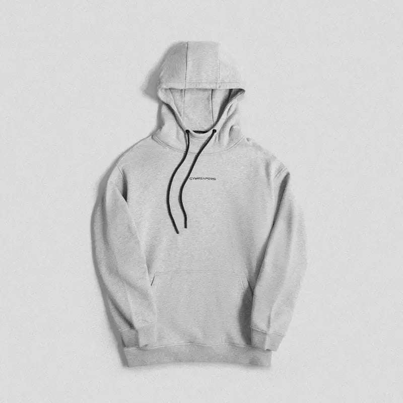 Ascend Mockneck Hoodie - Heather Gray, Thermal Performance Fabric Blend, Gymreapers Logo, Branded Drawcords Fleece Menswear