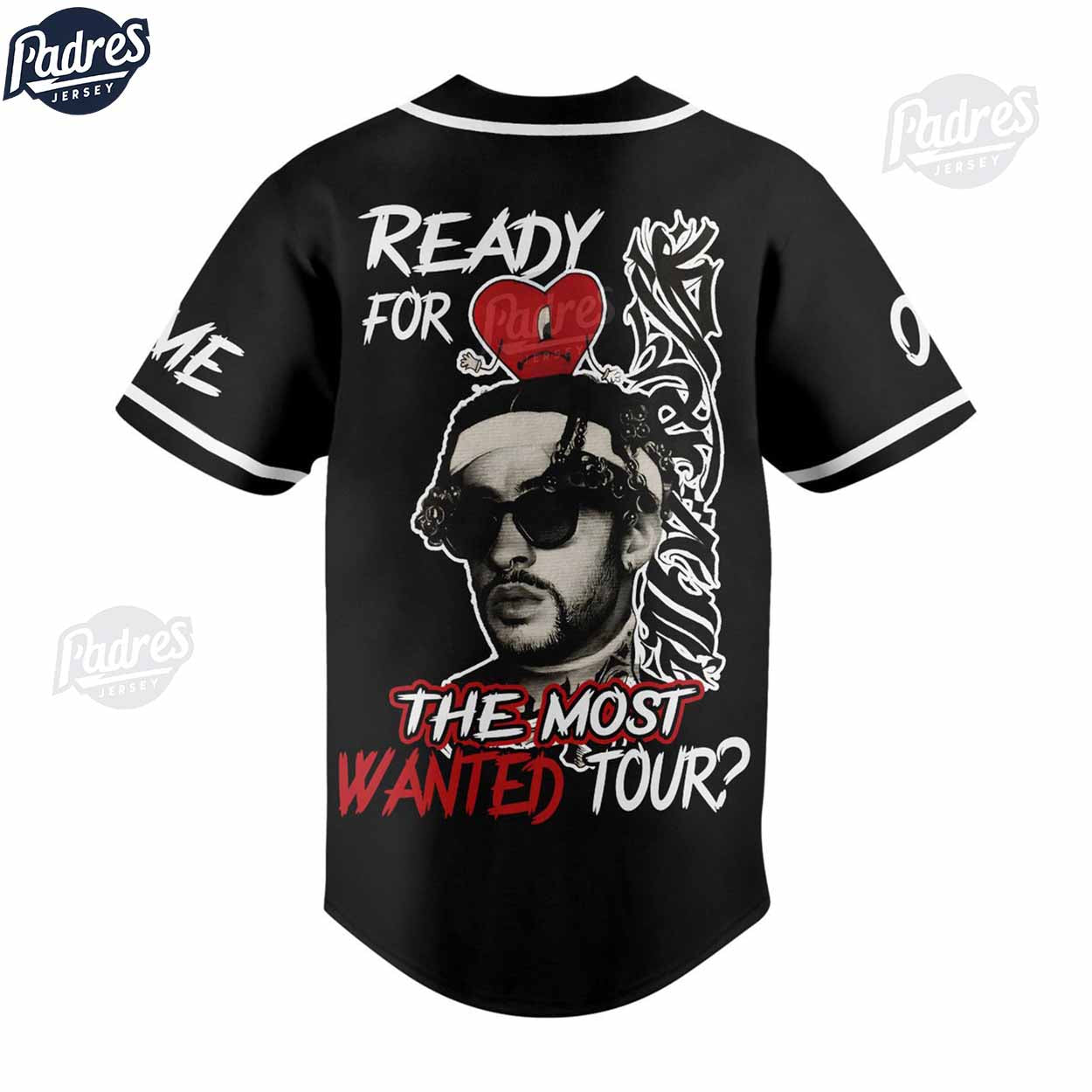 Bad Bunny The Most Wanted Tour Custom Music Baseball Jersey - Padres Jersey Oasis: Elevate Your Baseball Style Game