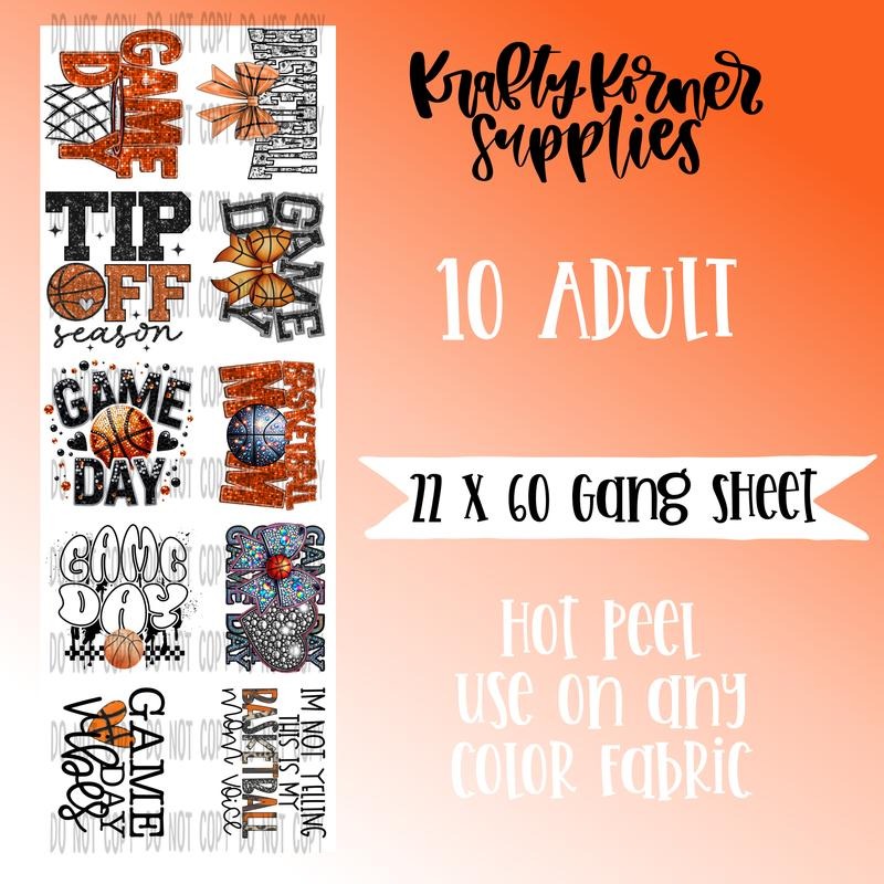 Basketball 2.0 DTF Transfer Gang Sheet, 22 x 60