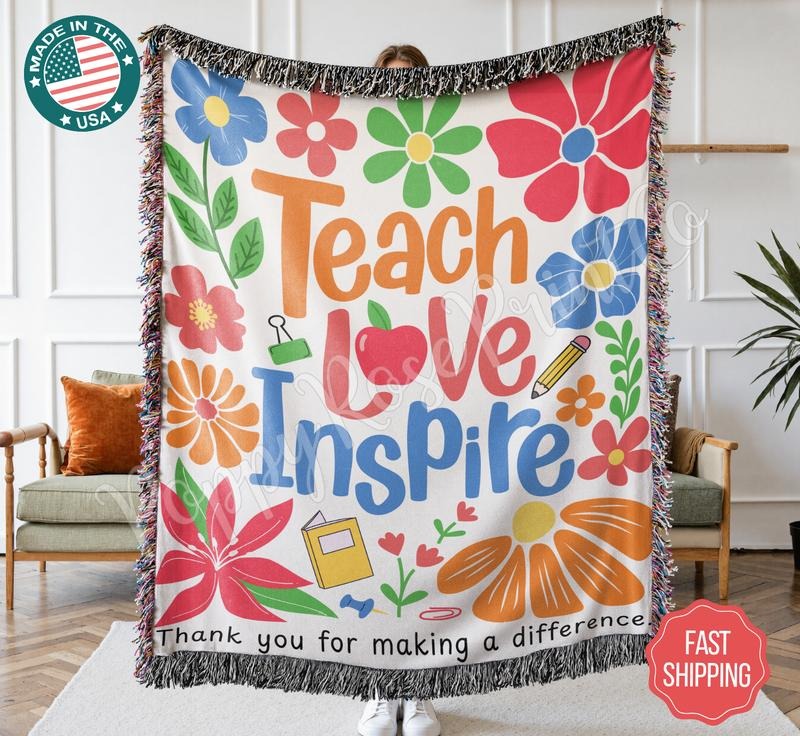 Boho Teacher Woven Blanket, Teacher Appreciation Gift