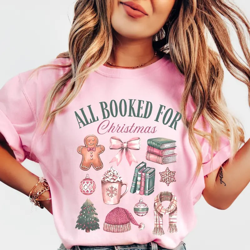 Book Christmas Doodles Shirt~ Unisex Apparel Relaxed Fit Printed In The USA Clothing Womenswear Casual Comfort Cotton Top Athletic Boho Chic