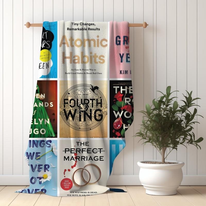 Book Lover Blanket, Custom Book Cover Photo Grid Velveteen Blanket, Readers Personalized Blanket Gift, Mother's Day Gift, Book Decor #2496