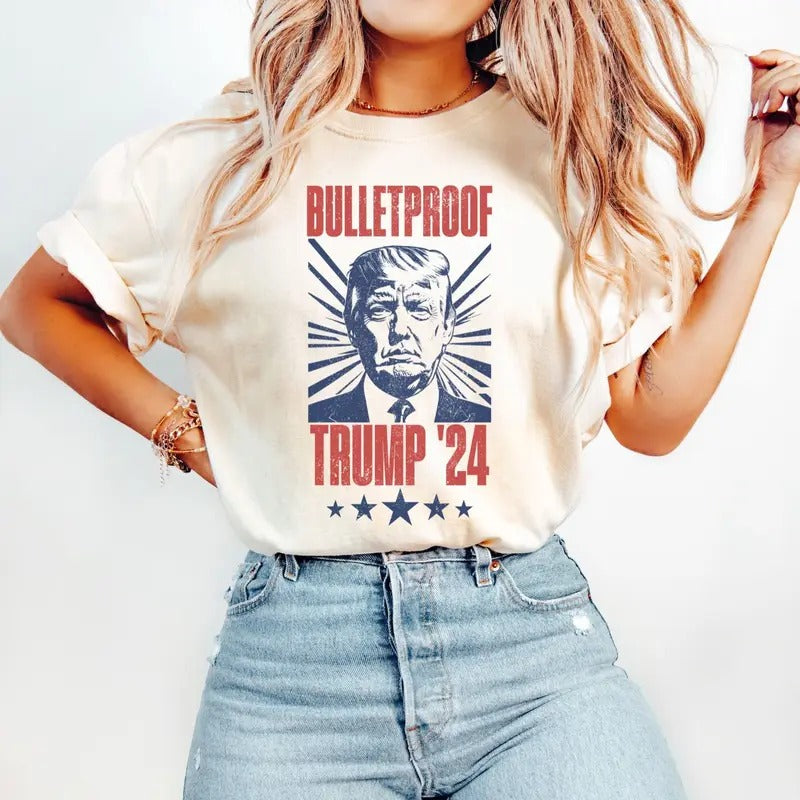 Bulletproof Donald Trump Shirt, MAGA Tee Shirt, Conservative Shirt, Election 2024 Republican Tshirt, Preppy