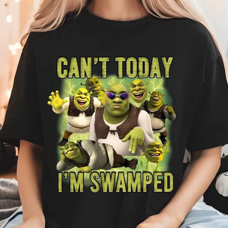Can't Today I'm Swamped Shirt, Shrek Funny Trending Shirt, Fiona and Shrek Tshirt