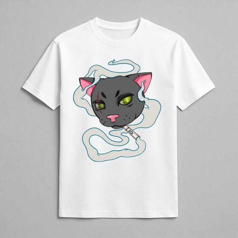 Cat Smoking Funny Y2k T-Shirt, Vintage Graphic Tee, Y2k Clothing, 2000s Nostalgia, Unisex Cotton Crewneck T-Shirt Menswear Womenswear Underwear Streetwear Top Summer