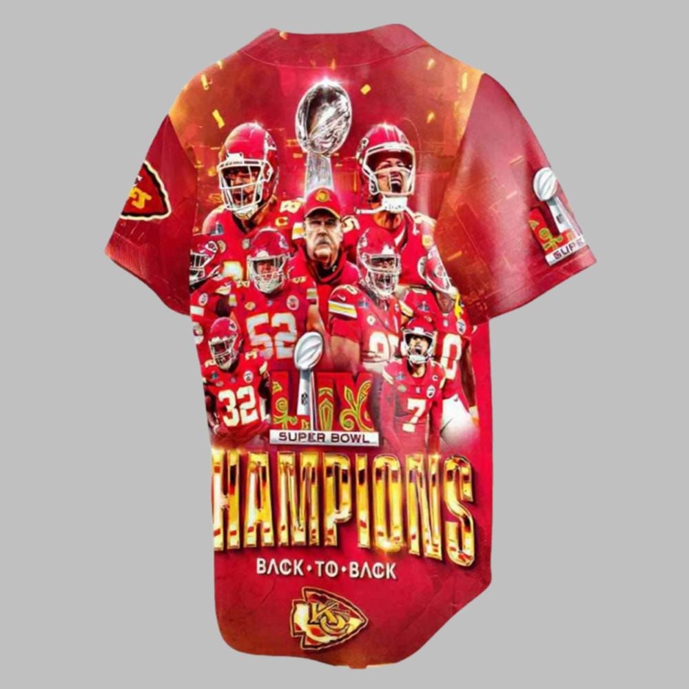 Chiefs Back To Back Super Bowl LIX Champions 2025 Baseball Jersey - Grishko.com