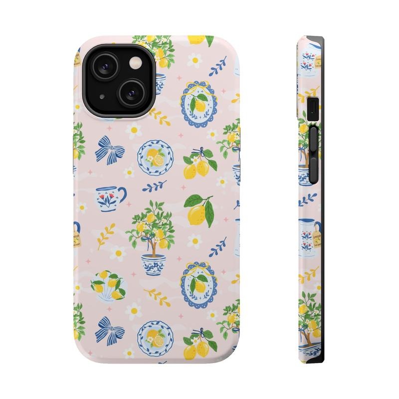 Chinoiserie Lemon Phone Case, Mag Safe Compatible, Magnetic Tough Cases