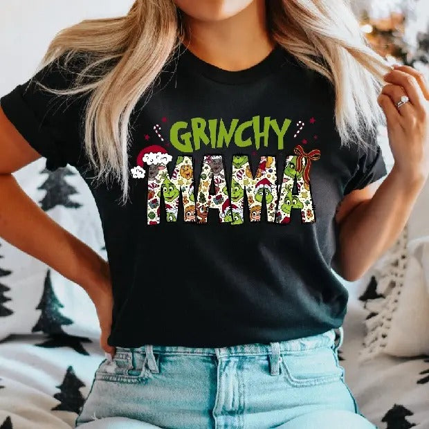 Christmas Mama T-Shirt, Xmas Mama Santa Hat Shirt, Christmas Mama Coquette Tee, Christmas Family Gift Tee, Xmas Vacation Shirt, Christmas Mama Holiday T-Shirt.