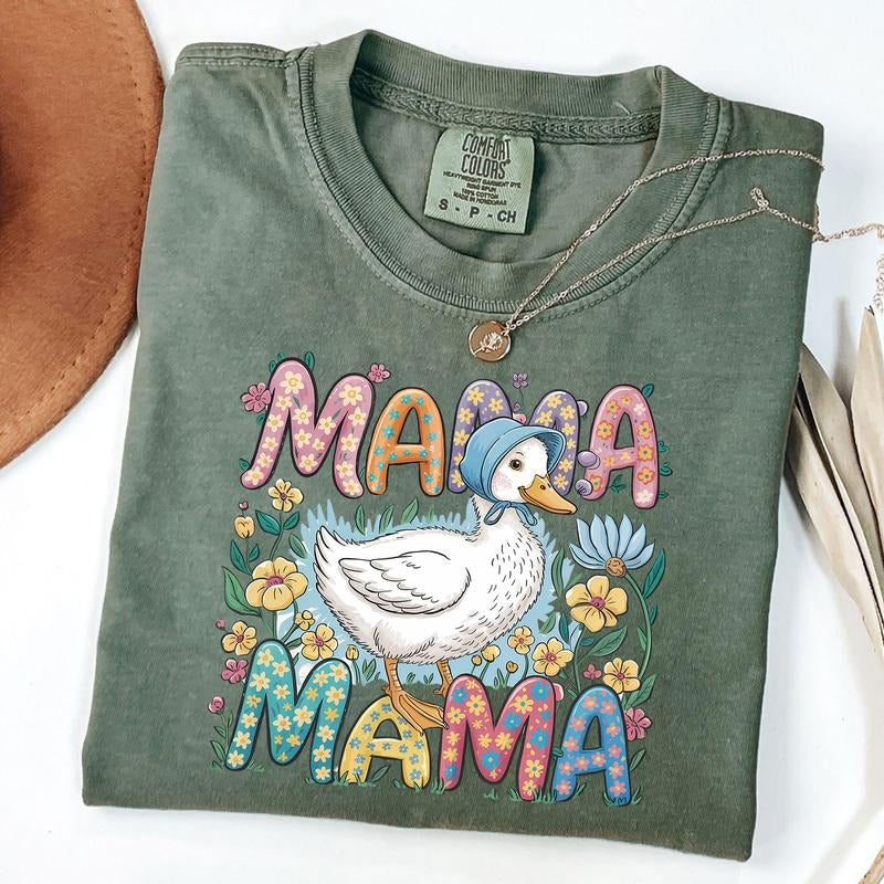 Comfort Colors Floral Mama Goose Shirt, Goose Mom T-Shirt, Goose Lover Tee, Mothers Day Gift