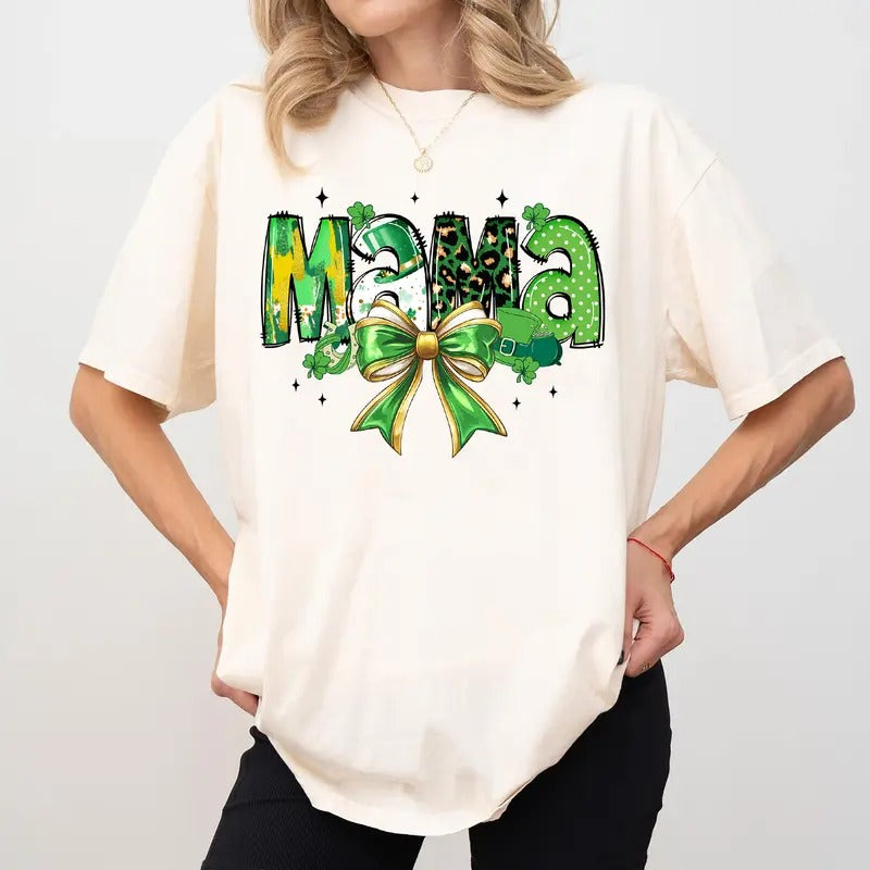 Comfort Colors Mama Patrick's Day Shirt, St Patrick's Day Mom Gift, Mama Coquette Shirt, New Mom Gift