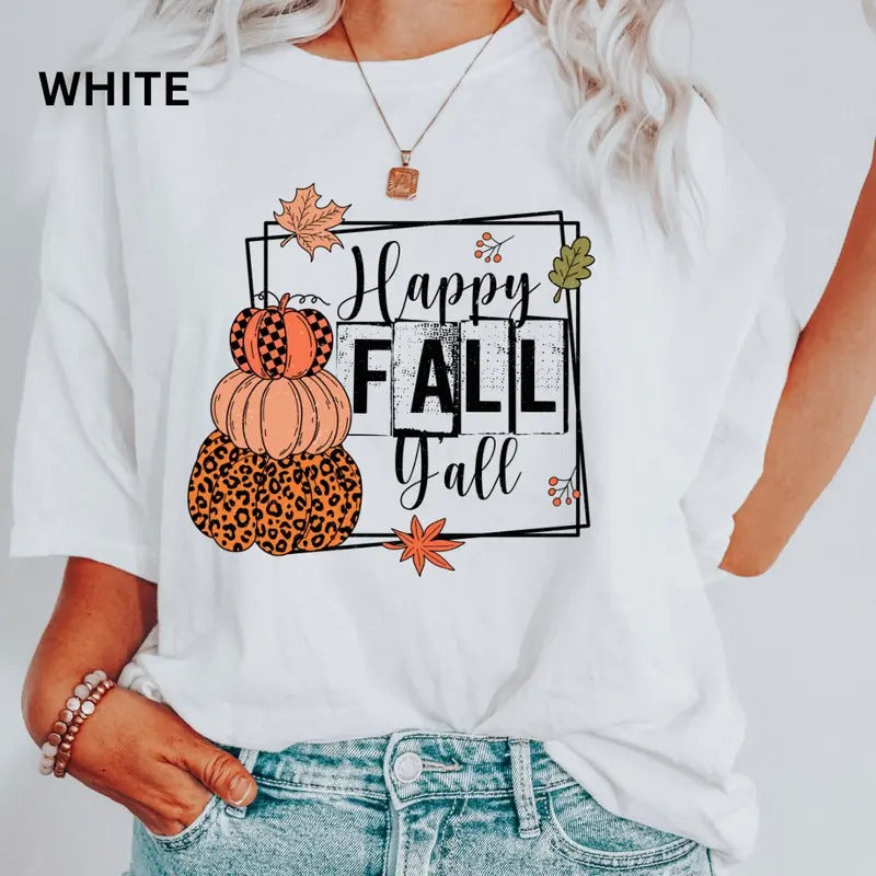 Comfort Colors Shirt, Happy Fall y'all #2 Shirt, Comfort Colors Fall Shirt, Halloween Graphic Shirt,Casual Shirt Unisex, Halloween Clothing, Graphic Halloween Apparel, Casual Cotton T-shirt, Unisex Halloween