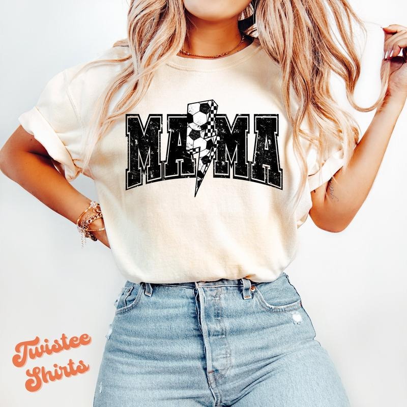 Comfort Colors Sports Game Day T-Shirt - Soccer Mama Lightning Bolt T-Shirt - Sports Team Mom Family T-Shirt