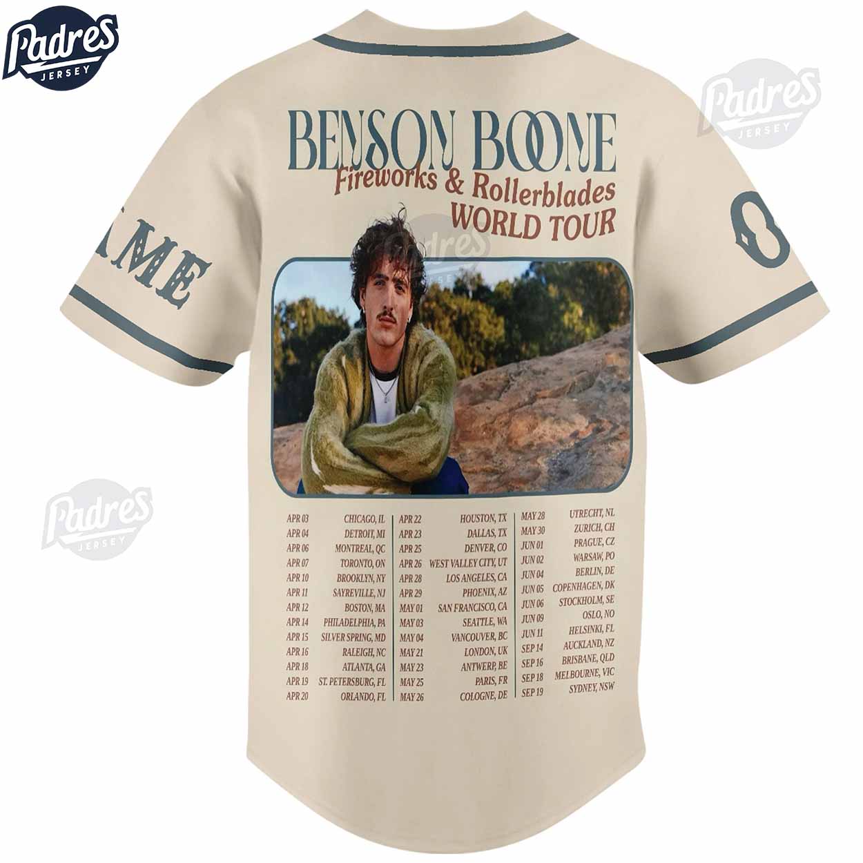 Custom Benson Boone World Tour Baseball Jersey - Padres Jersey Oasis: Elevate Your Baseball Style Game