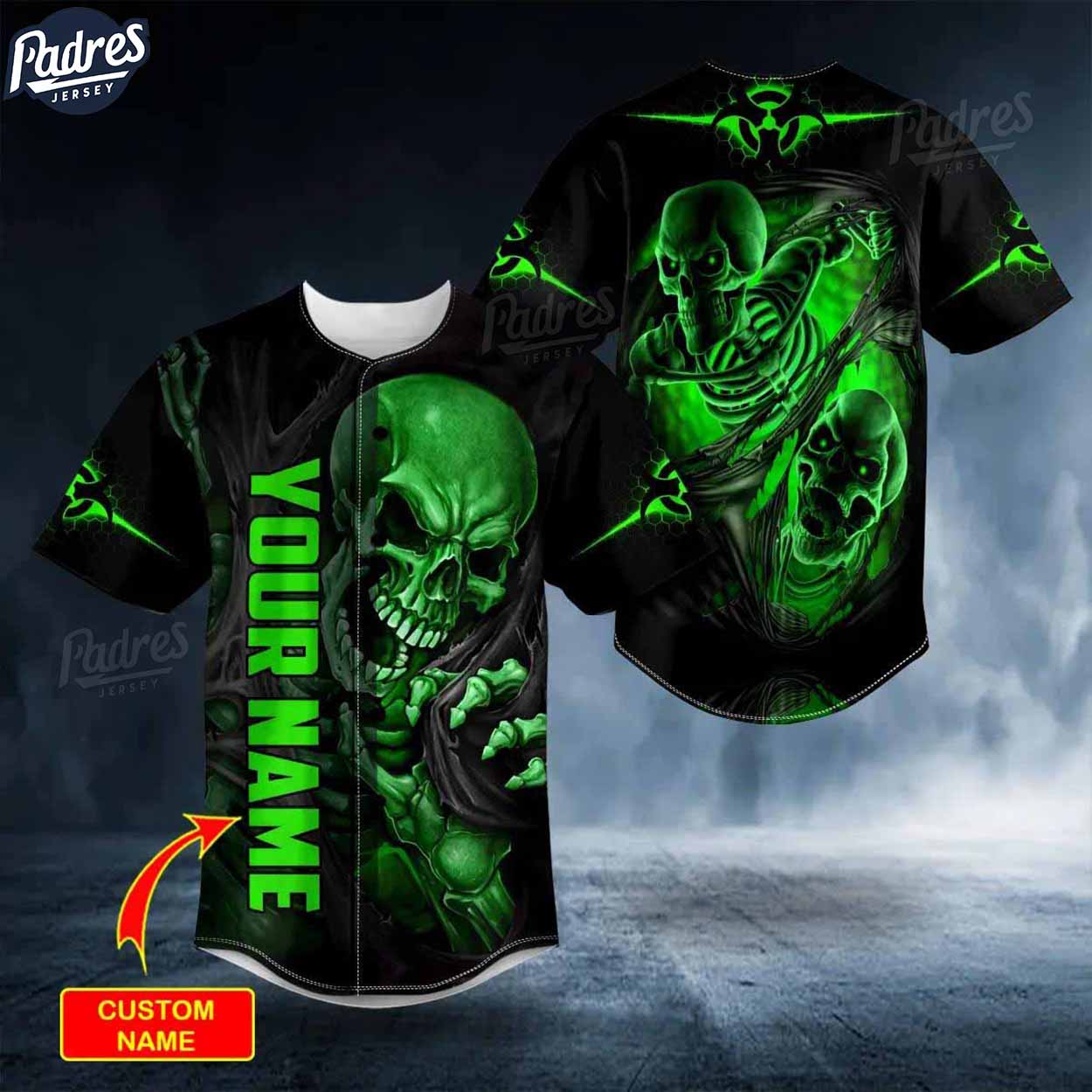 Custom Blood Drip Skeleton Green Skull Baseball Jersey - Padres Jersey Oasis: Elevate Your Baseball Style Game