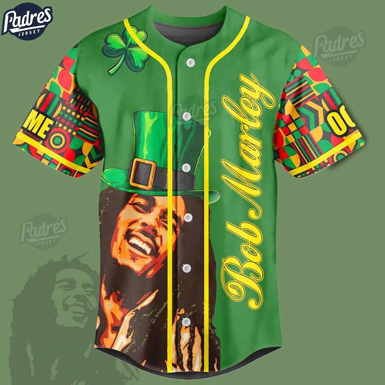 Custom Bob Marley St Patrick's Day Baseball Jersey - Padres Jersey Oasis: Elevate Your Baseball Style Game