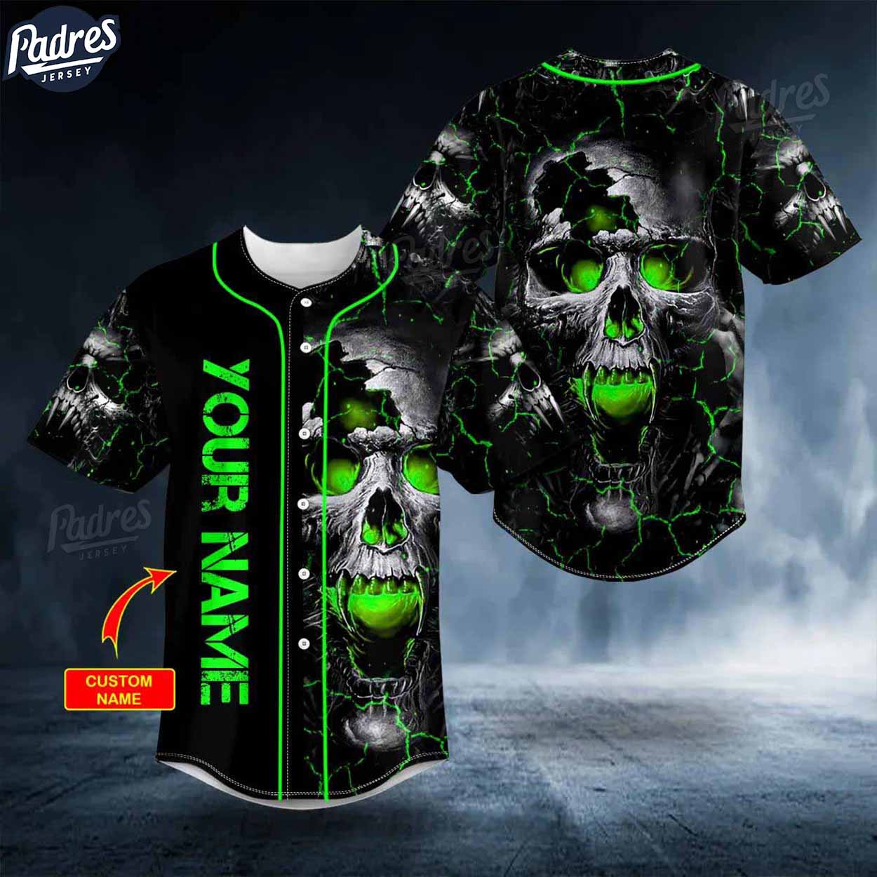 Custom Green Amazing Skull Baseball Jersey - Padres Jersey Oasis: Elevate Your Baseball Style Game