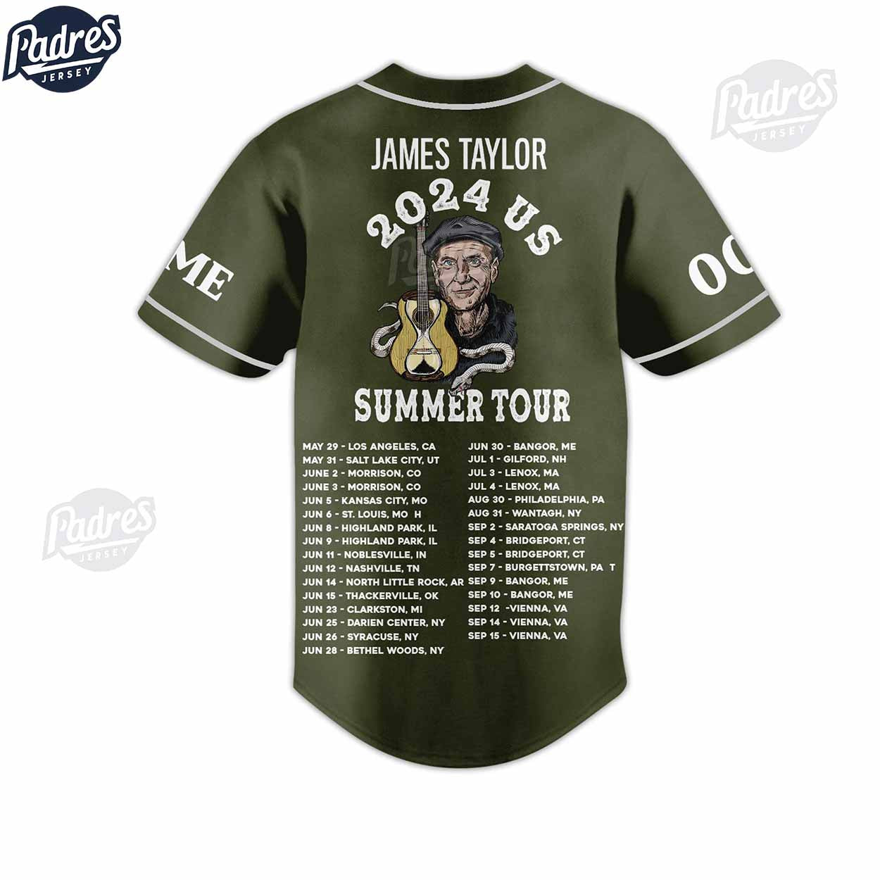 Custom James Taylor Tour 2024 Music Baseball Jersey - Padres Jersey Oasis: Elevate Your Baseball Style Game