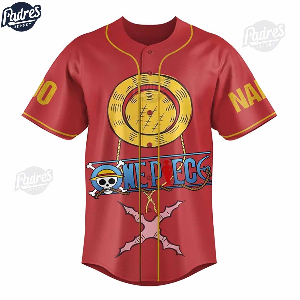 Custom One Piece Mugiwara Pirate King Red Baseball Jersey - Padres Jersey Oasis: Elevate Your Baseball Style Game