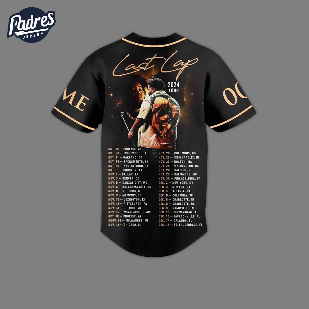 Custom Rod Wave Last Lap Tour 2024 Baseball Jersey - Padres Jersey Oasis: Elevate Your Baseball Style Game