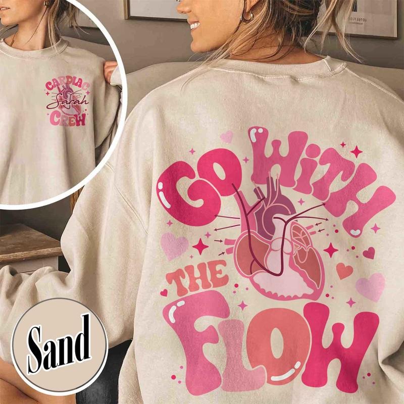 Custom Valentine CVICU Cardiac Nurse Heart Flow Anatomy Sweatshirt, Custom Cath Lab RN Valentine Sweatshirt, CCU Valentine Sweatshirt, Custom Cardiology Sweatshirt