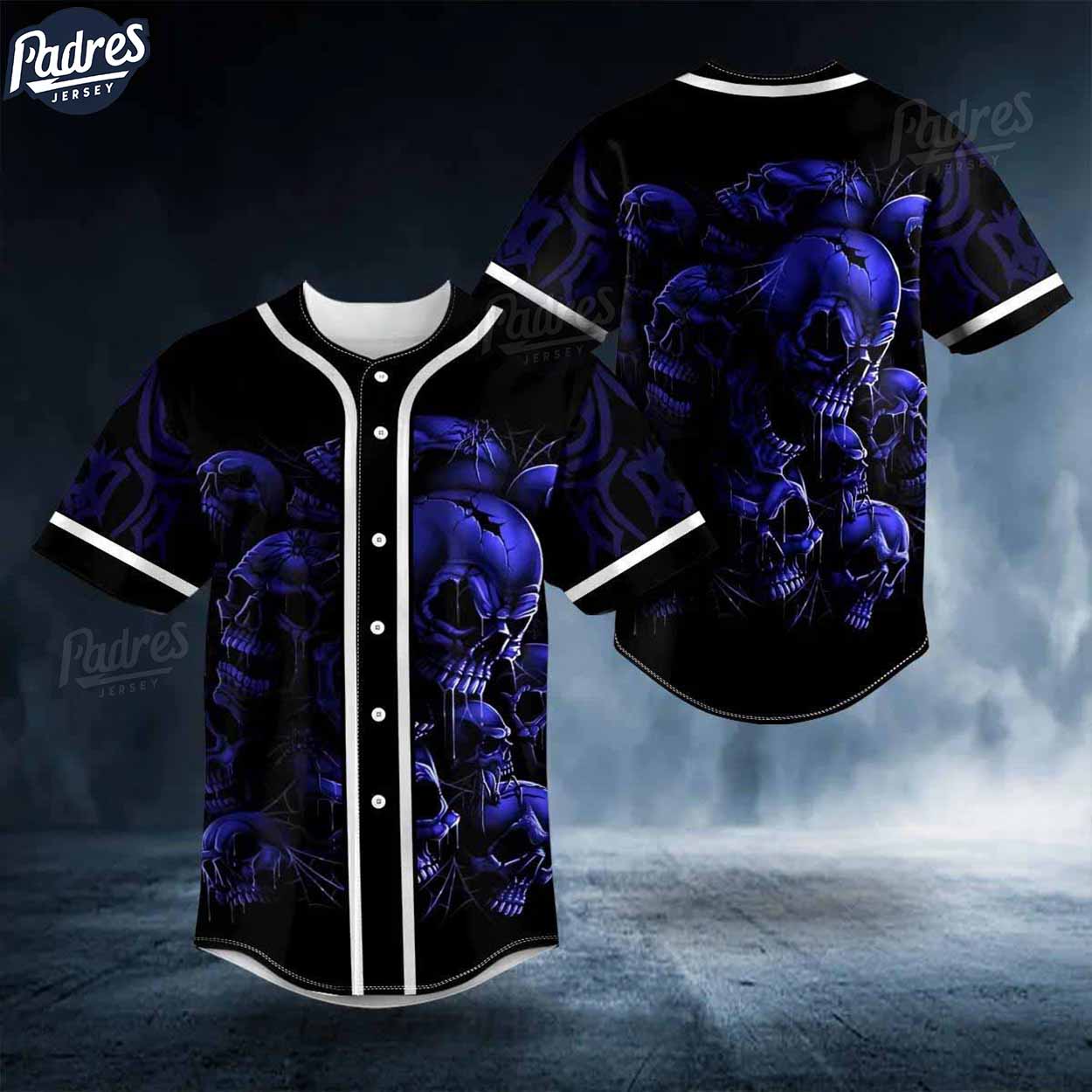 Dark Blue Cracked Skull Baseball Jersey - Padres Jersey Oasis: Elevate Your Baseball Style Game