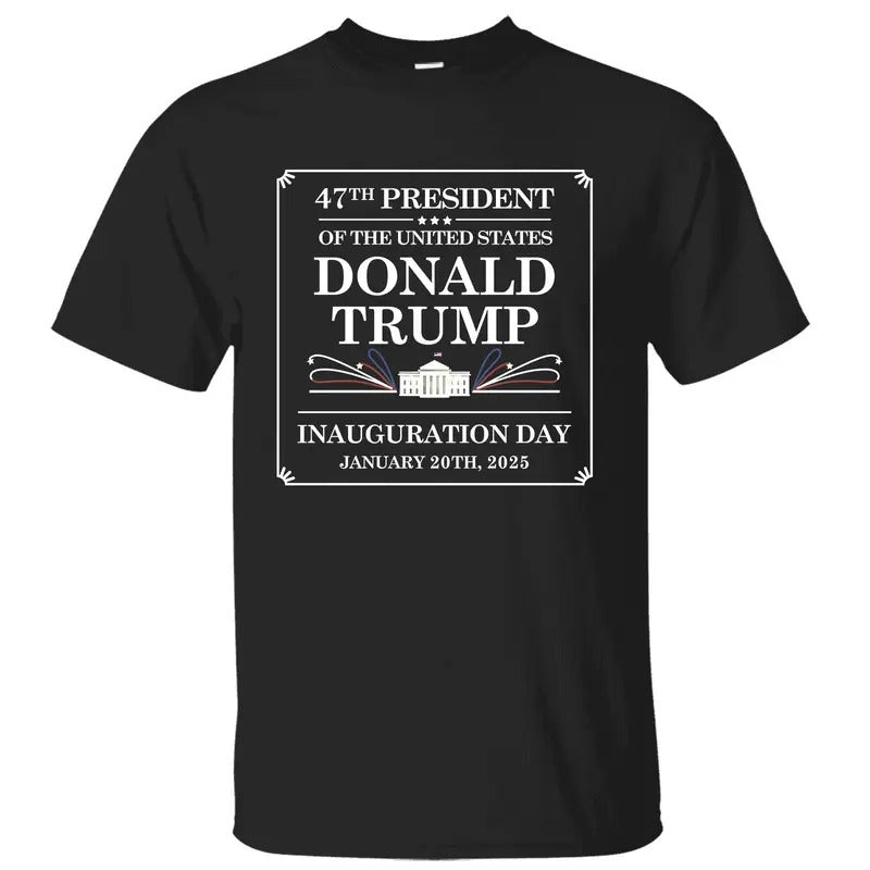 Donald Trump Inauguration 2025 T-Shirt, 47th US President Trump Vance 2025 Inauguration, Memorabilia Graphic Printed Unisex Classic Cotton T-Shirt