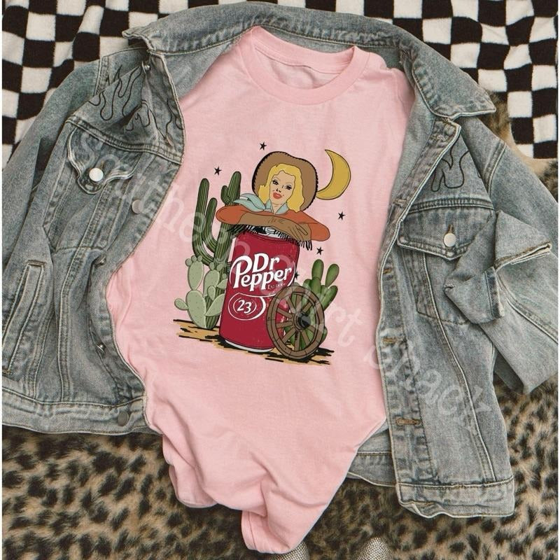 Dr Pepper Cowgirl | Blossom comfort colors t shirt | Western t shirt
