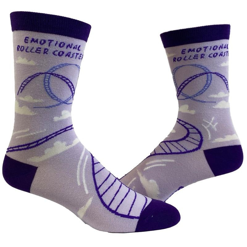 Emotional Roller Coaster Socks Funny Anxiety Crazy Graphic Novelty Footwear Funny Graphic Socks Comfortable Fitted Spandex Cotton
