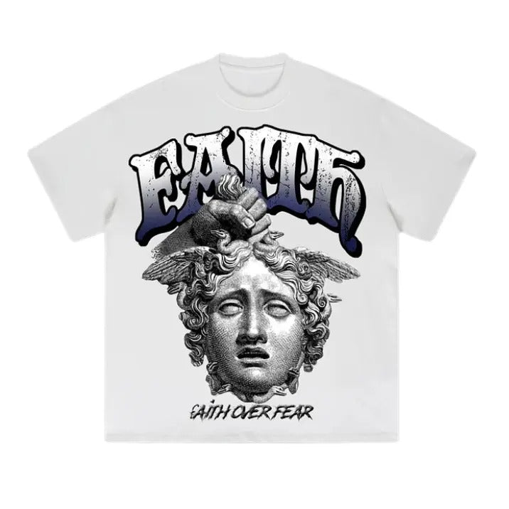 Faith Over Fear Jesus Graphic Print T-Shirt, Sweatshirt, Hoodie Size S- 3XL,Gift For Women Top Womenswear Underwear Humen, Underwear Tshirt Lady Streetwear Human Shortsleeve Shoe Comfort T-Shirt Casual Crewneck