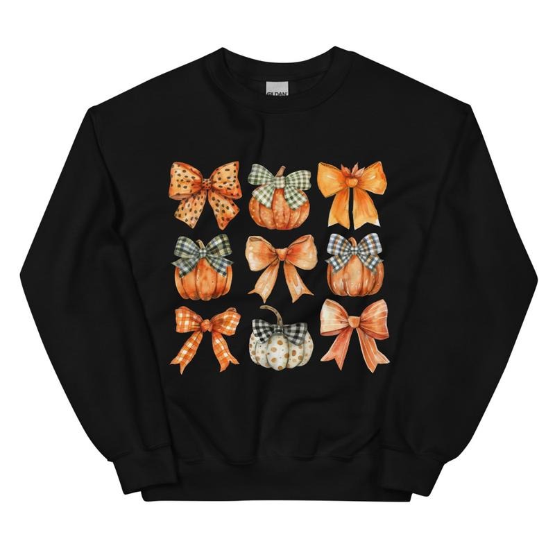 Fall Crewneck, Pumpkins and Bows Sweatshirt, Vintage Fall Sweatshirts, fall Crewnecks, fall sweaters, first day of school outfit, trending T-shirt, Casual, Womenswear