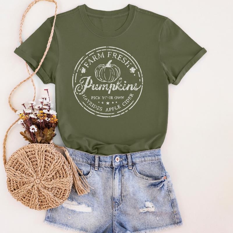 Farm Fresh Pumpkins Graphic Tee Fall Shirt Unisex Fit