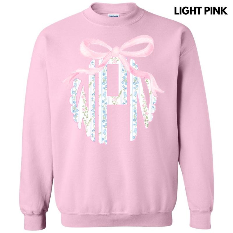 Floral Stripe Monogram Sweatshirt 'NLB'