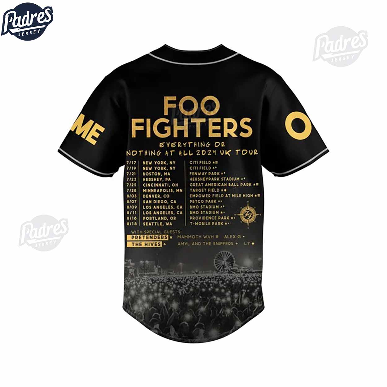 Foo Fighter Everything Or Nothing At All Tour 2024 Custom Baseball Jersey - Padres Jersey Oasis: Elevate Your Baseball Style Game