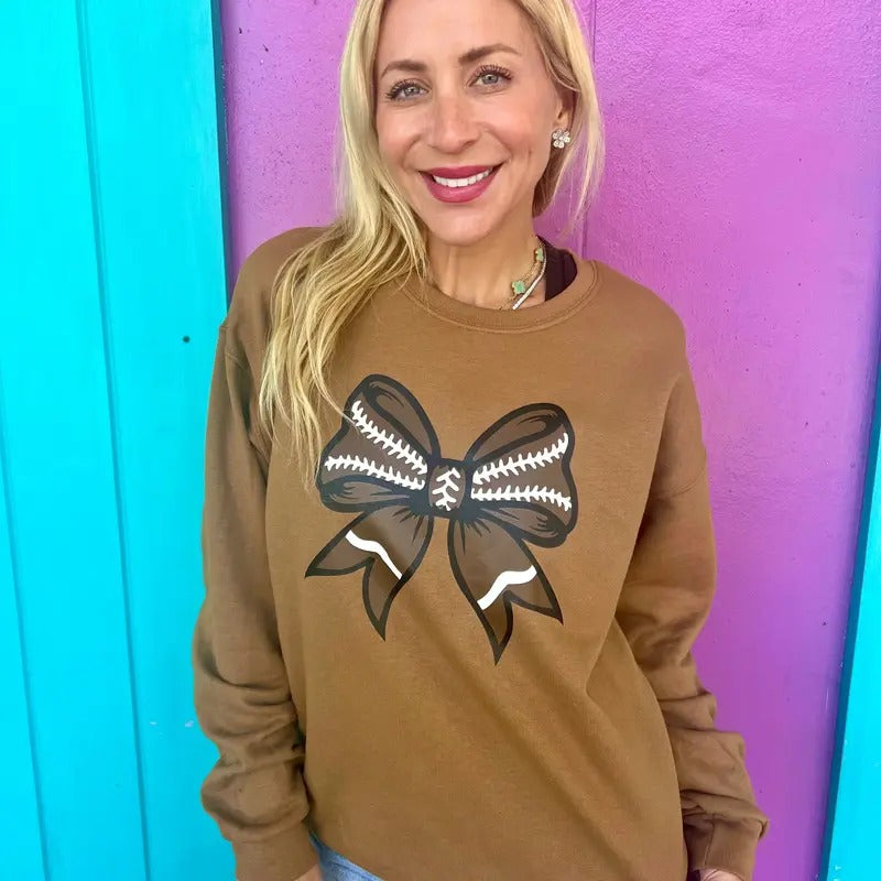 Football Brown Bow Sweatshirt